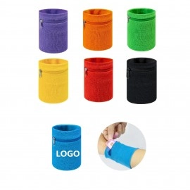 Cotton Sport Wristband With Zipper Pocket Cotton Sport Wristband With Zipper Pocket